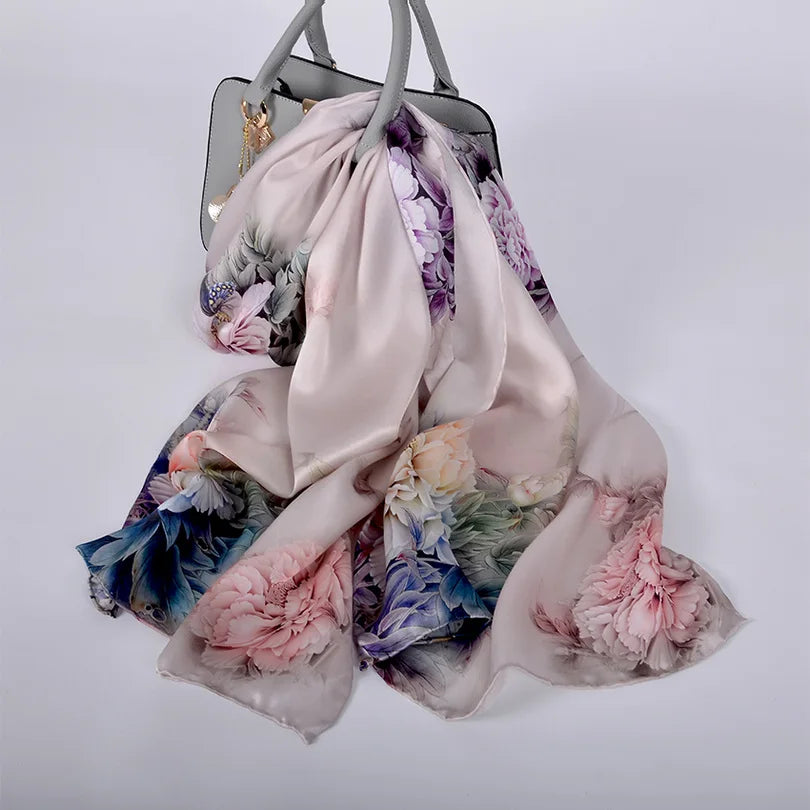New Luxury Pure Silk Scarf Shawl Women