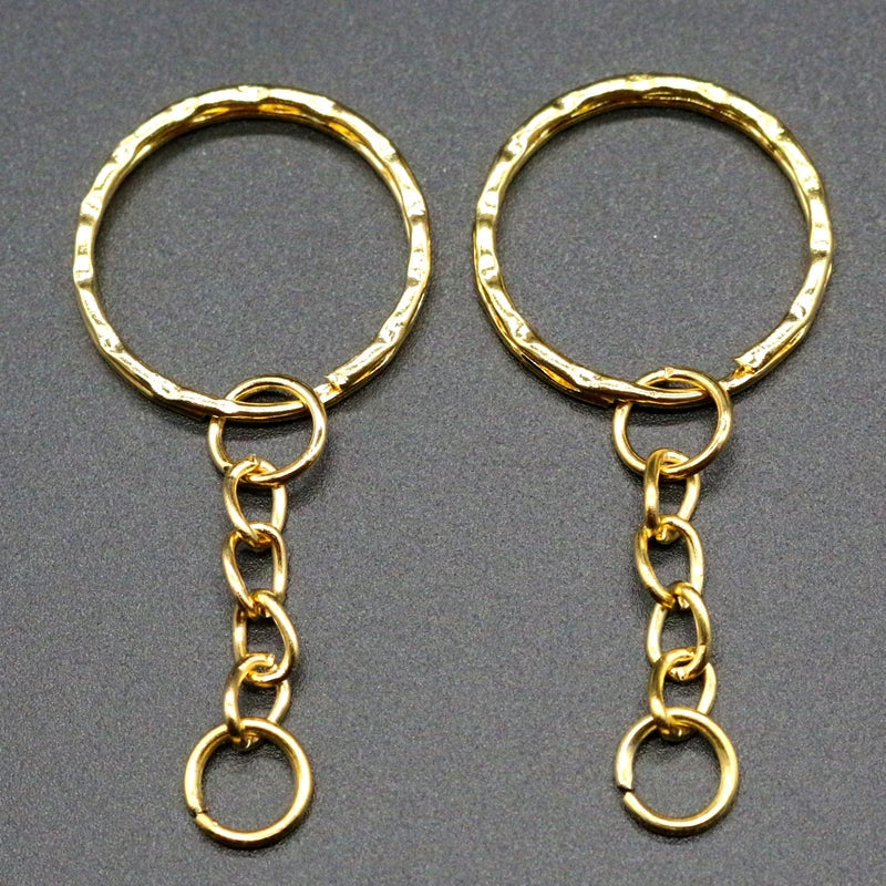 50Pcslot 1.3x25mm Gold Color Plated Key Ring with