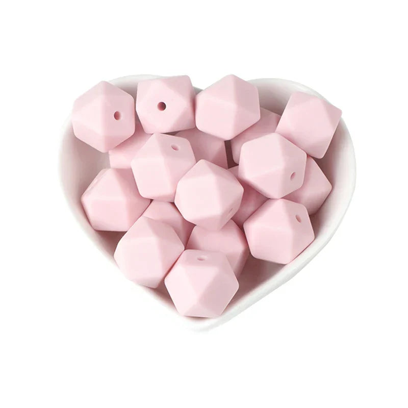 Joepada 100Pcs 14mm Hexagon Silicone Beads Food grade