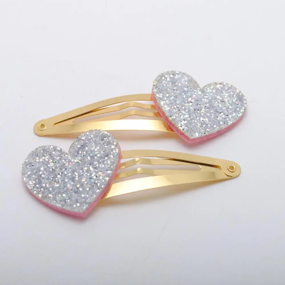 10pcs/lot Small Size Girls Hairclips Glitter Heart Birthday