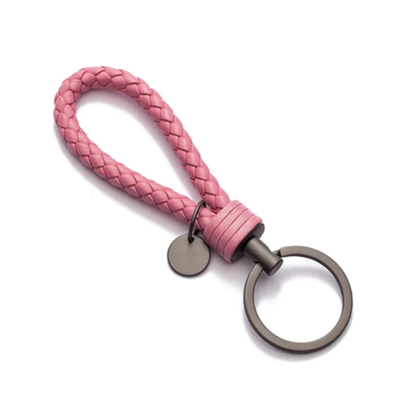 Handmade Braid Real Sheepskin Leather Woven Rope Keychain