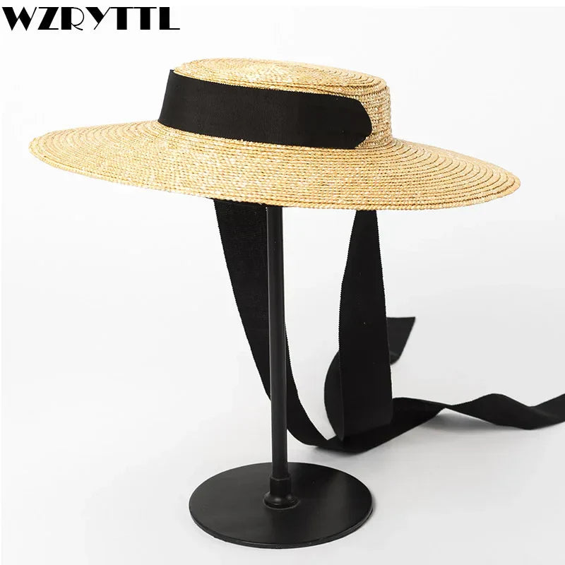 Wide Brim Boater Hat 10cm 15cm Brim Straw