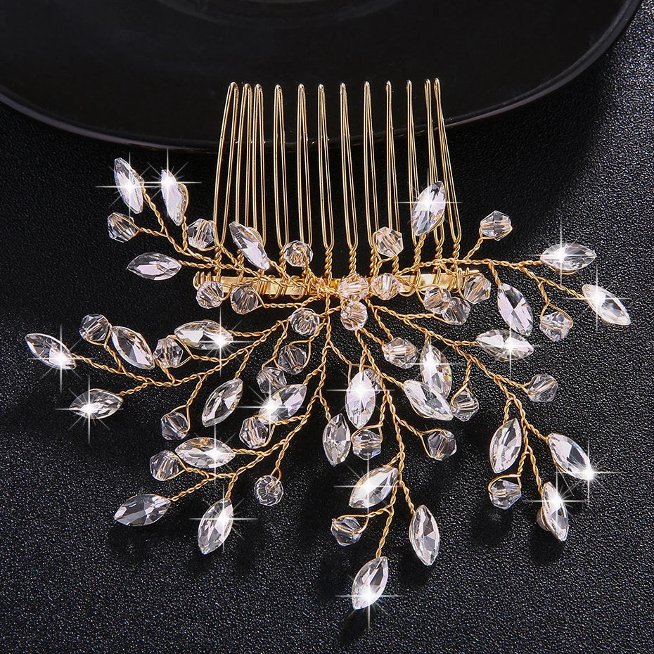 Miallo Austrian Crystal Branches and Leaves Hair Jewelry