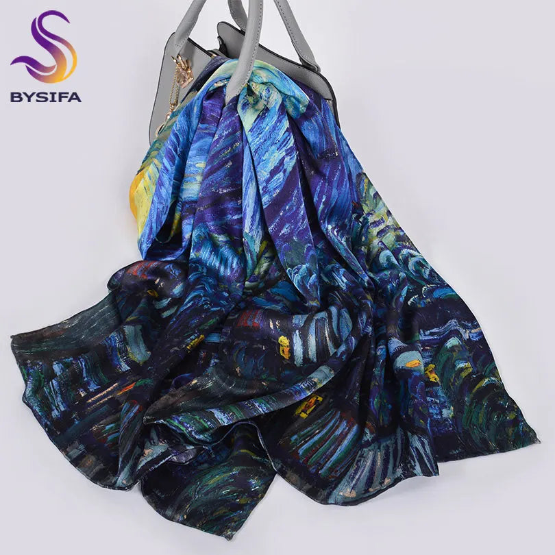 New Luxury Pure Silk Scarf Shawl Women