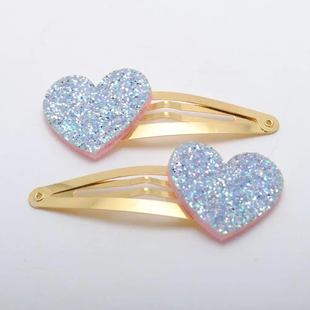 10pcs/lot Small Size Girls Hairclips Glitter Heart Birthday