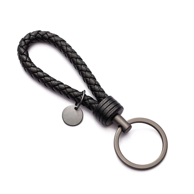 Handmade Braid Real Sheepskin Leather Woven Rope Keychain
