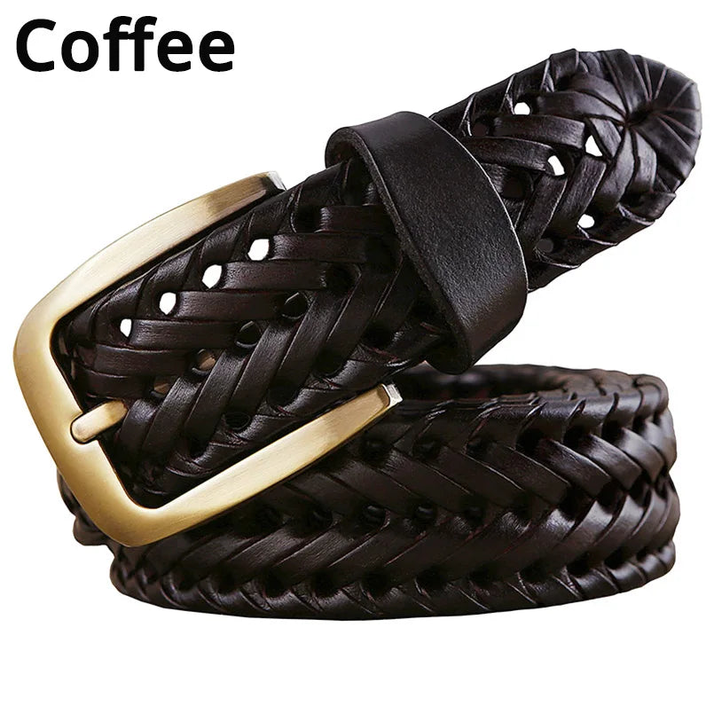 Luxury Genuine leather braided belt man Fashion men