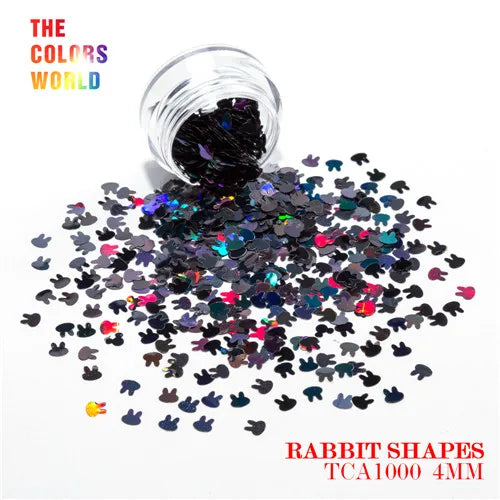 TCT-163 Holographic Color Rabbit Shape 4MM Glitter bunny