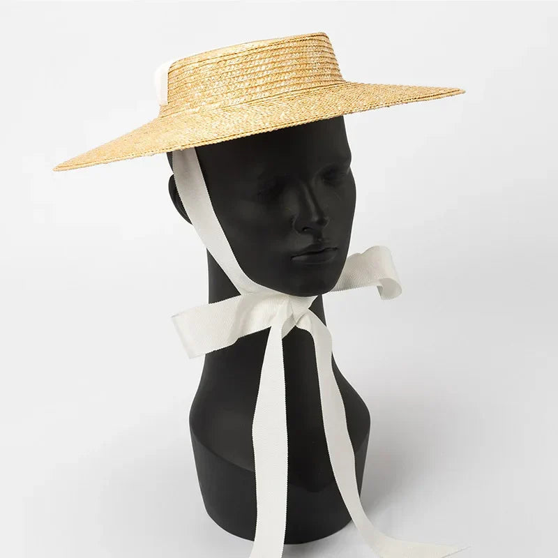 Wide Brim Boater Hat 10cm 15cm Brim Straw
