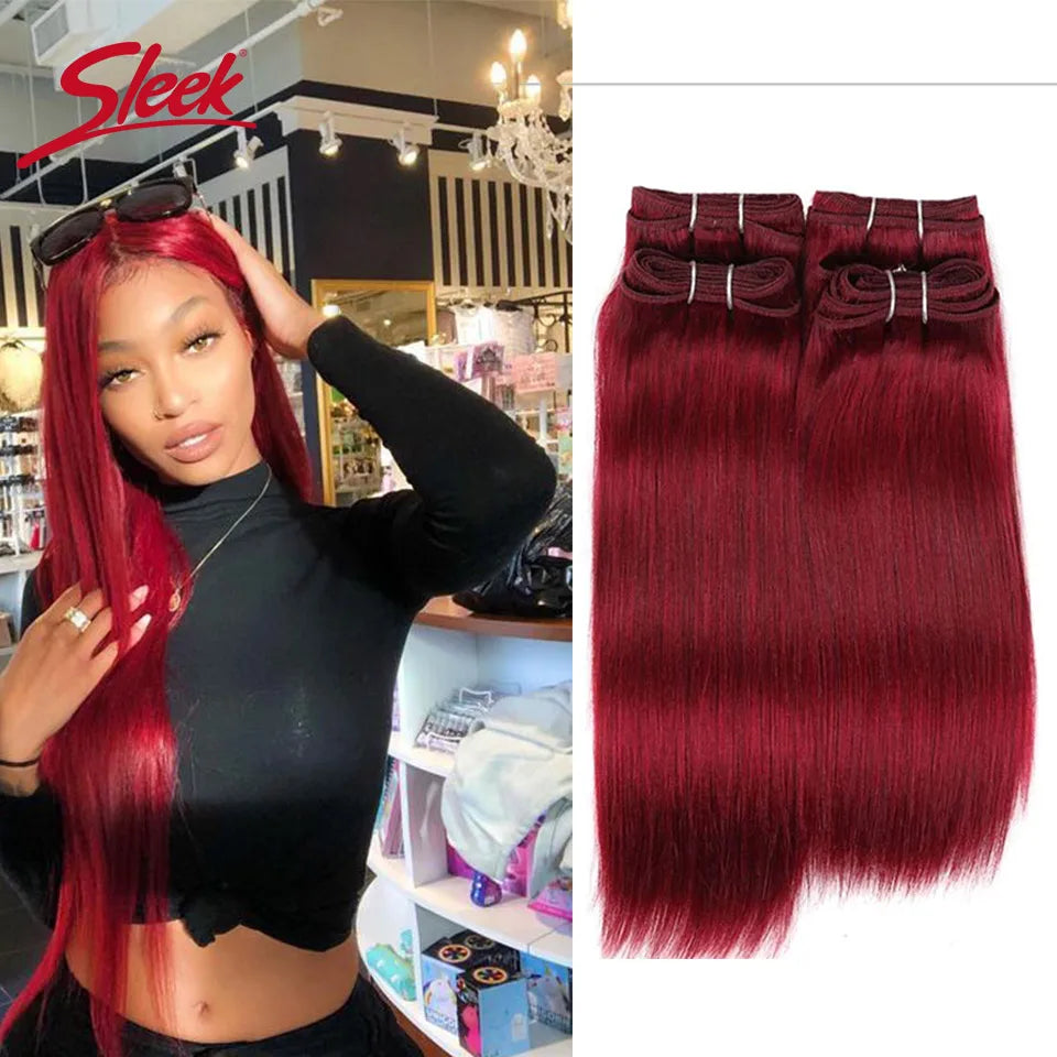 Sleek Brazilian Straight Hair Brown Color 4 and