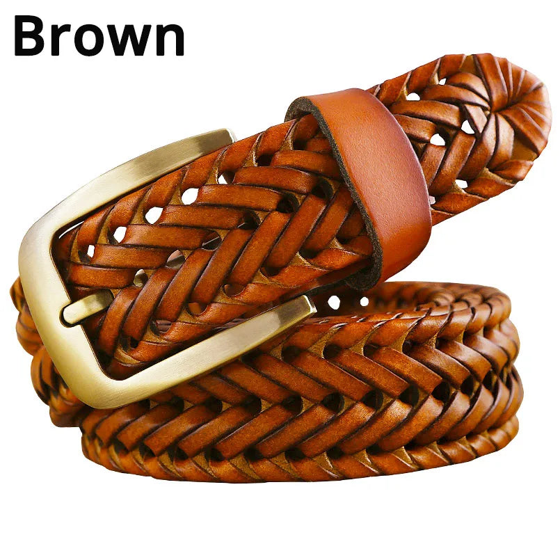 Luxury Genuine leather braided belt man Fashion men