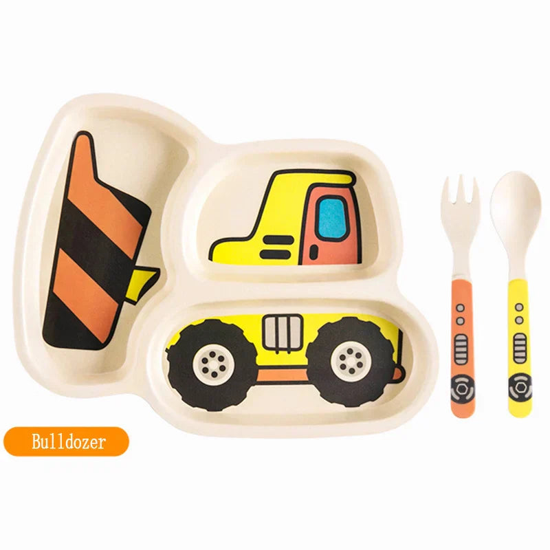 Qshare Bamboo Baby Feeding Food Infant Plate Tableware