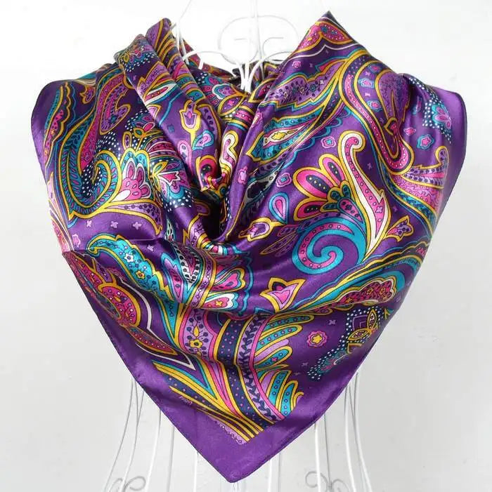 Spring And Autumn Female Satin Scarf,Big Square Scarves