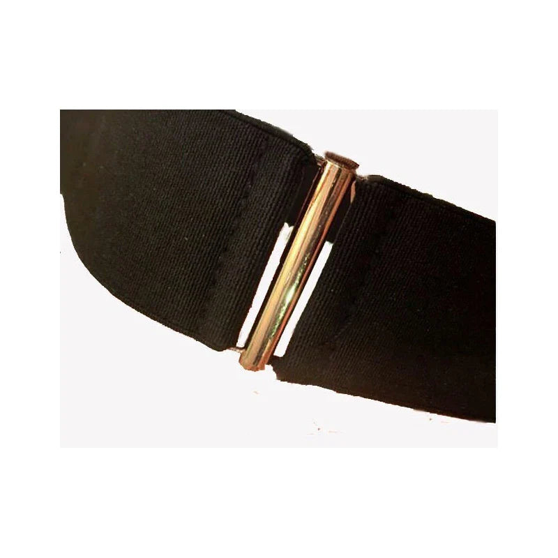 4.5cm Wide Elastic Black Belt Gold Metal Fish