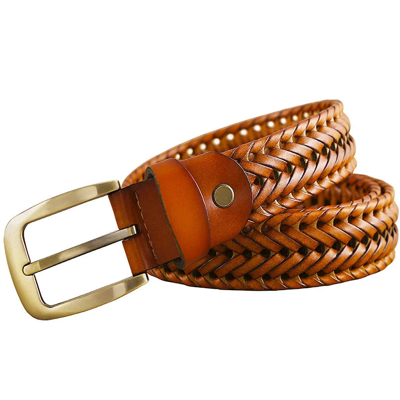 Luxury Genuine leather braided belt man Fashion men
