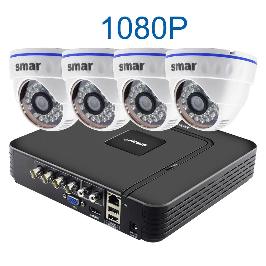 CCTV 4CH Hybrid DVR Video Surveillance System 720P
