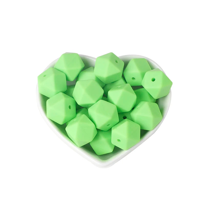 Joepada 100Pcs 14mm Hexagon Silicone Beads Food grade