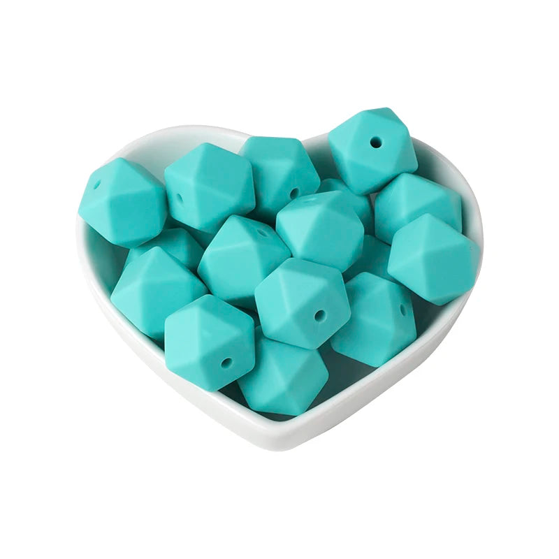 Joepada 100Pcs 14mm Hexagon Silicone Beads Food grade