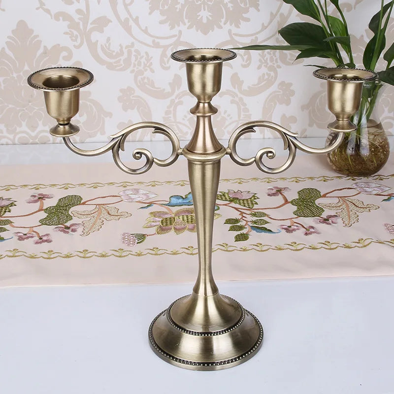 Silver Gold Black Bronze Metal Candlestick Holder Retro