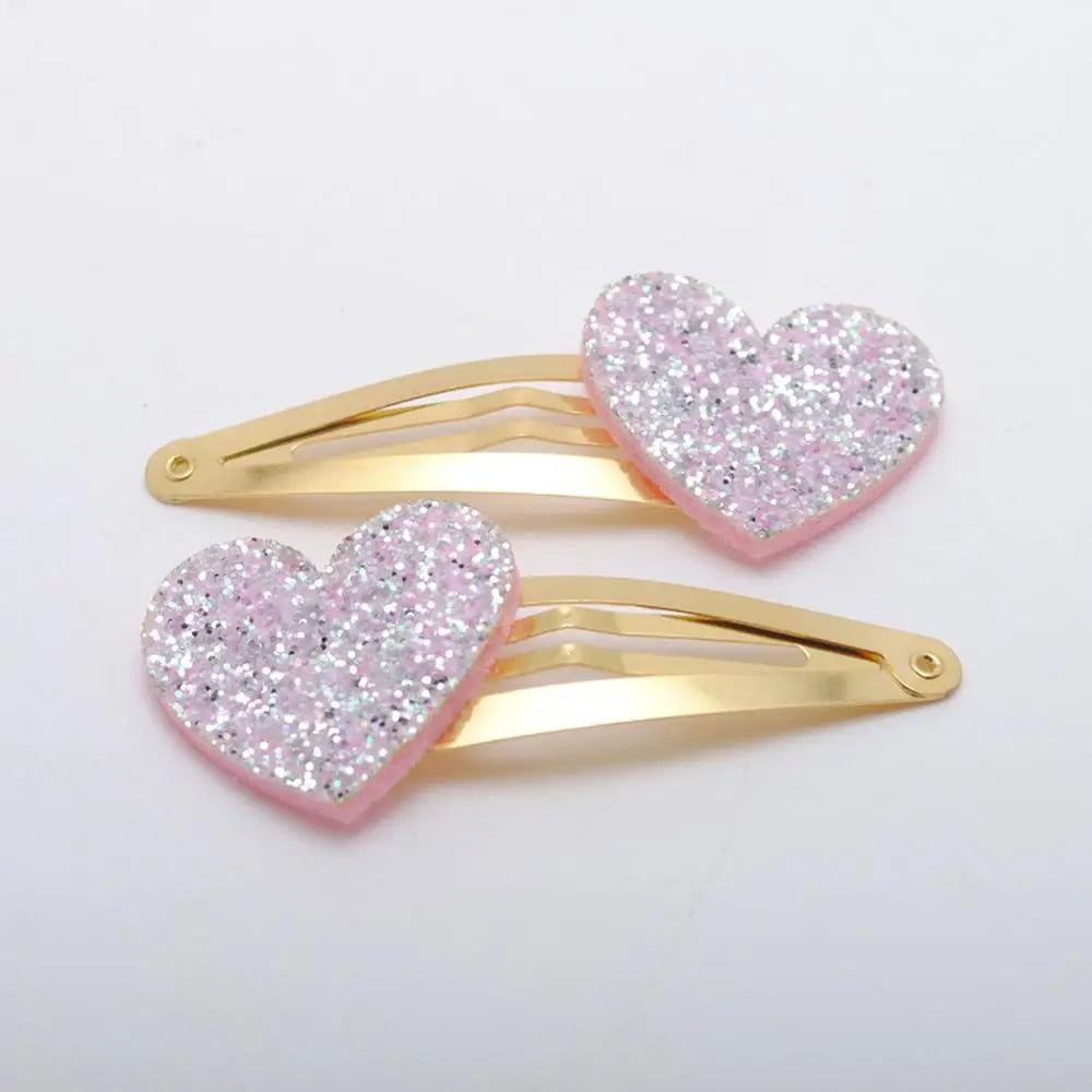 10pcs/lot Small Size Girls Hairclips Glitter Heart Birthday