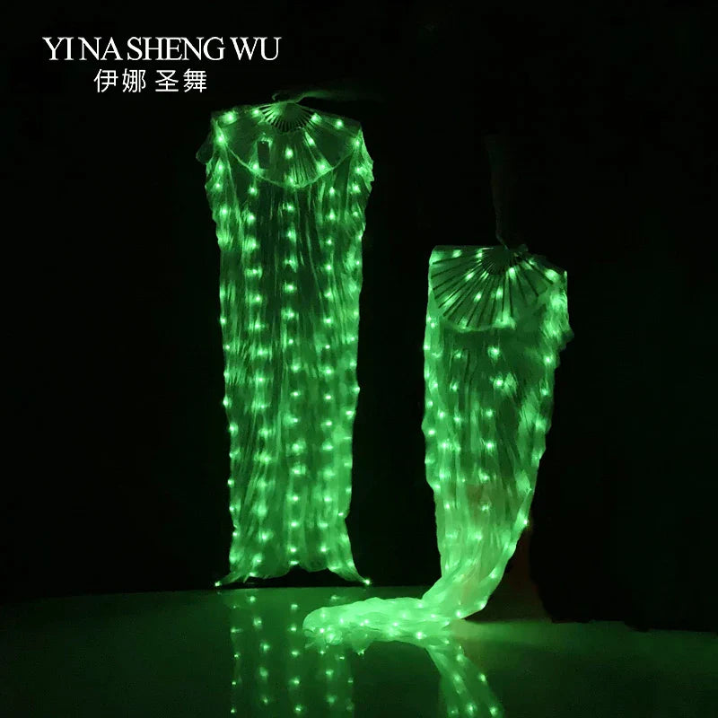 Silk LED Rainbow Dance Fans Women Belly