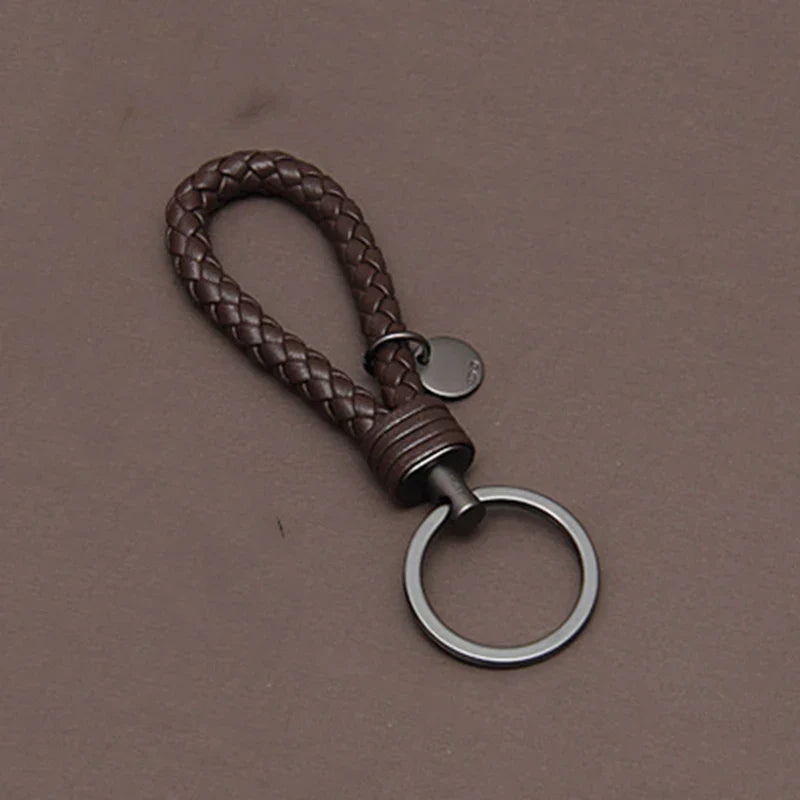 Handmade Braid Real Sheepskin Leather Woven Rope Keychain
