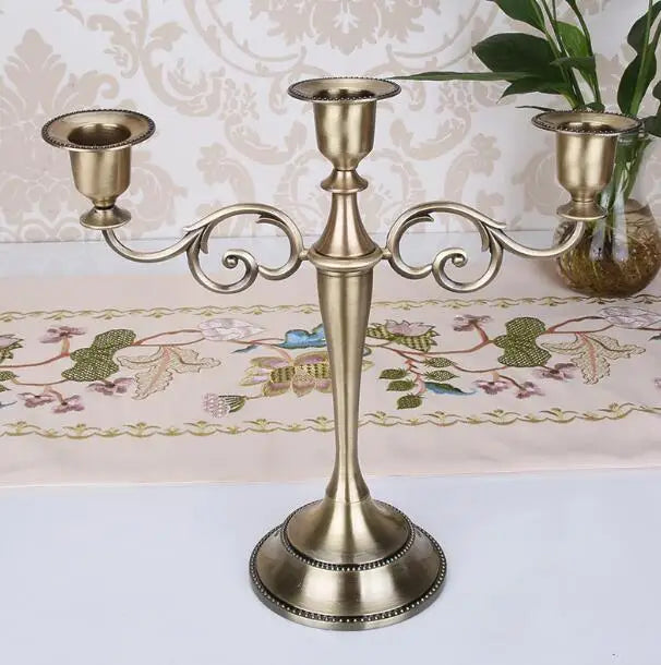 Silver Gold Black Bronze Metal Candlestick Holder Retro