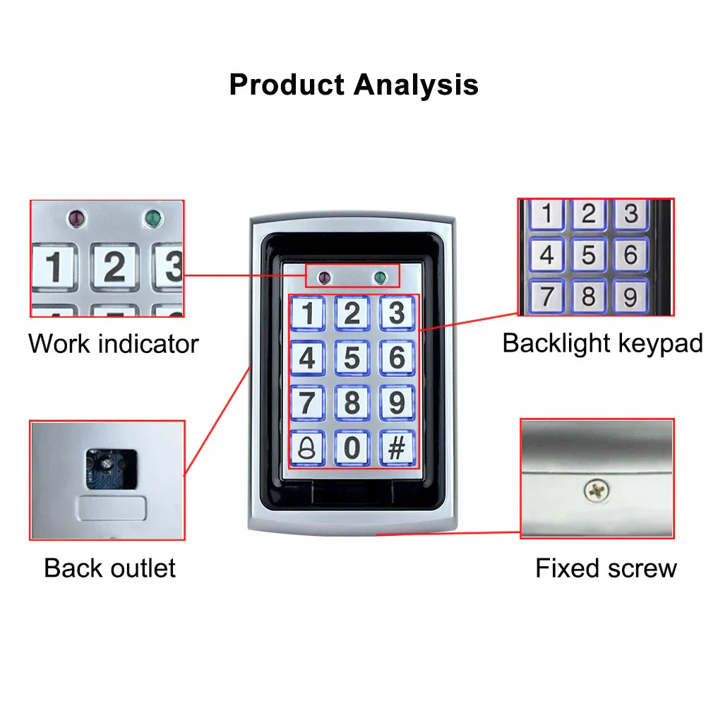 RFID Metal Access Control Keypad Waterproof Rainproof Cover