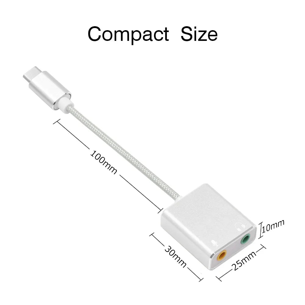 USB Type C Type-C External Sound Card Adapter