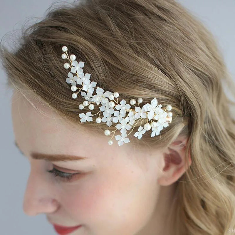 Floralbride Handmade Alloy Crystal Rhinestone Pearls Wedding Hair