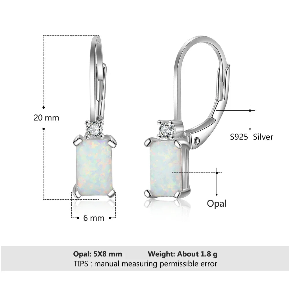 Geometric 925 Sterling Silver Hoop Earrings Rectangular Created