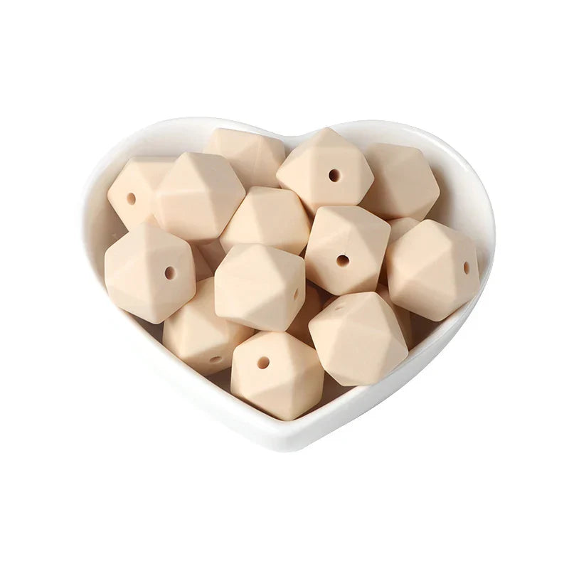 Joepada 100Pcs 14mm Hexagon Silicone Beads Food grade