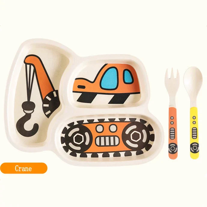 Qshare Bamboo Baby Feeding Food Infant Plate Tableware