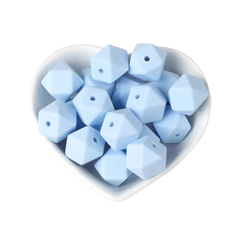 Joepada 100Pcs 14mm Hexagon Silicone Beads Food grade