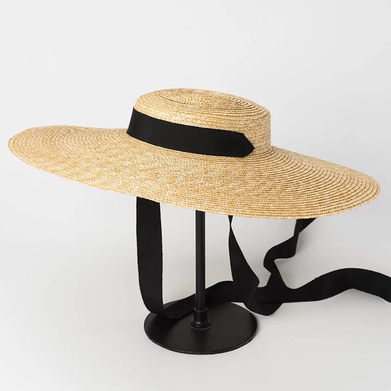 Wide Brim Boater Hat 10cm 15cm Brim Straw