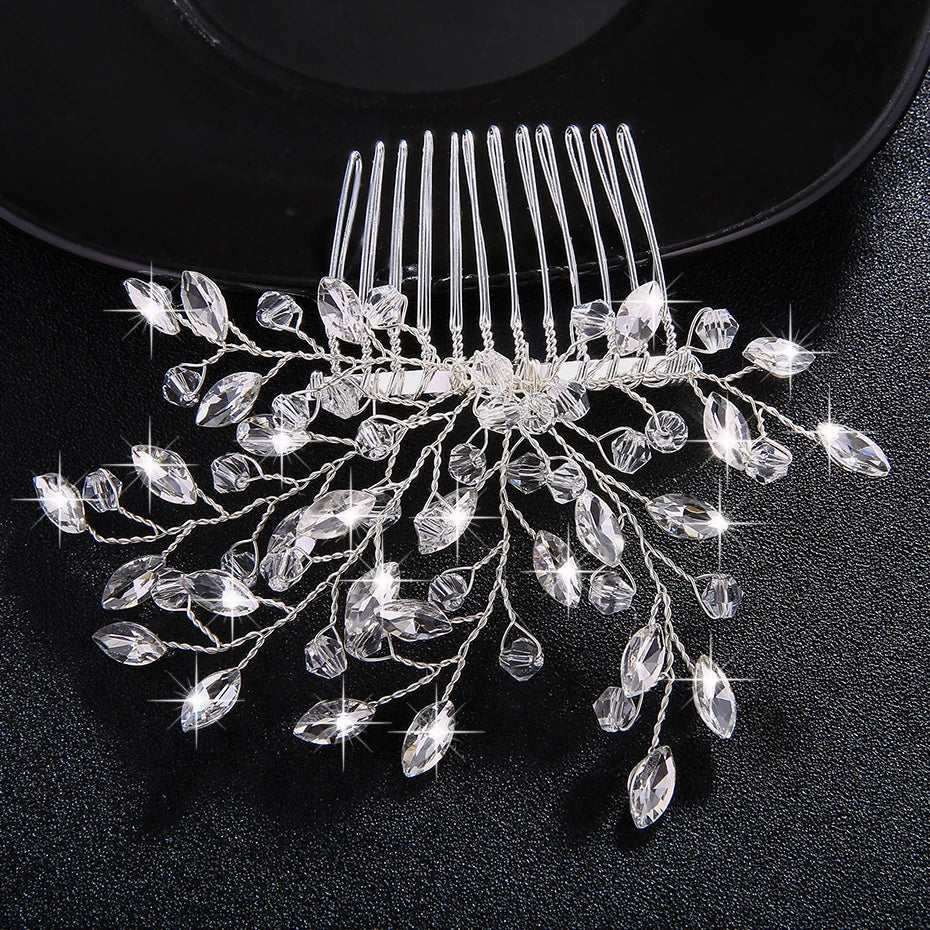 Miallo Austrian Crystal Branches and Leaves Hair Jewelry
