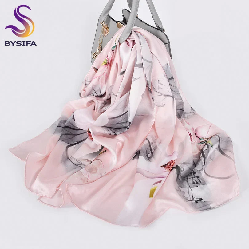 New Luxury Pure Silk Scarf Shawl Women