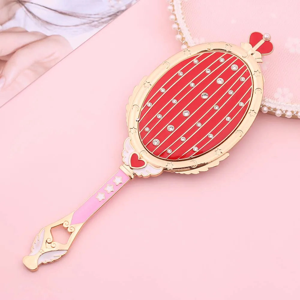 Anime Moon Metal Oval Hand Held Makeup Mirror