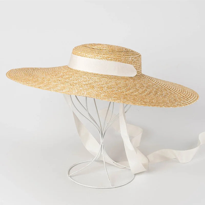 Wide Brim Boater Hat 10cm 15cm Brim Straw