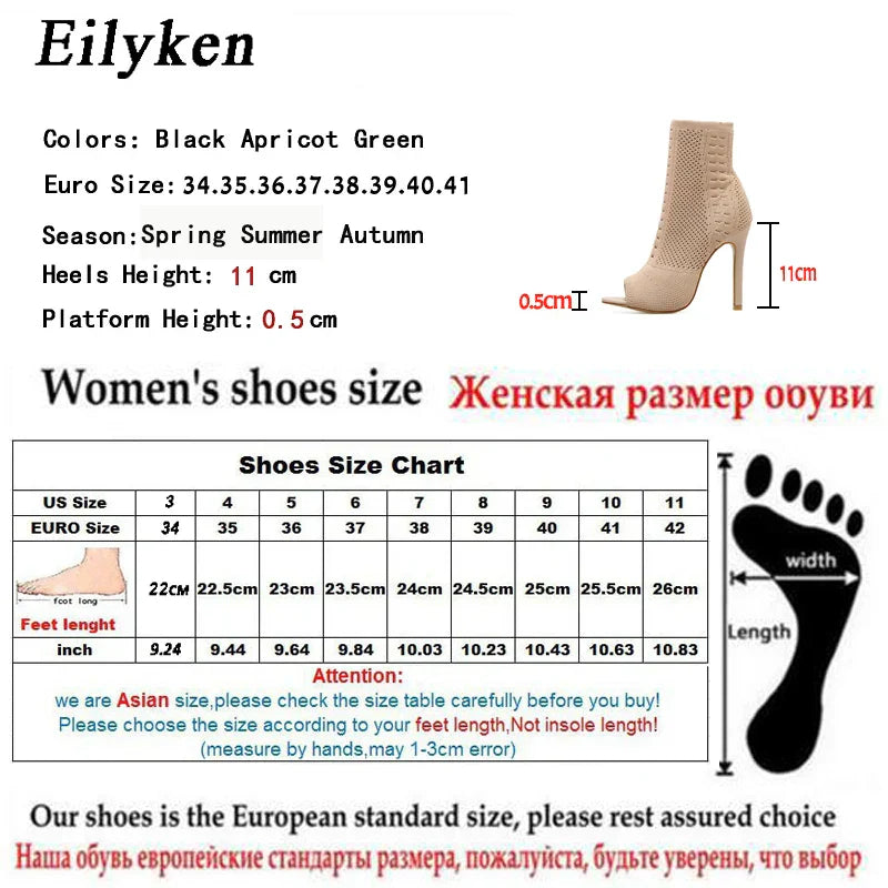 Eilyken New Style Peep Toe Ankle Boots Stretch