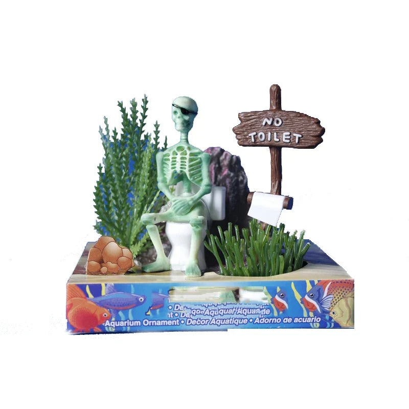 Hot Aquarium Decoration Skeleton on Toilet Fish Tank