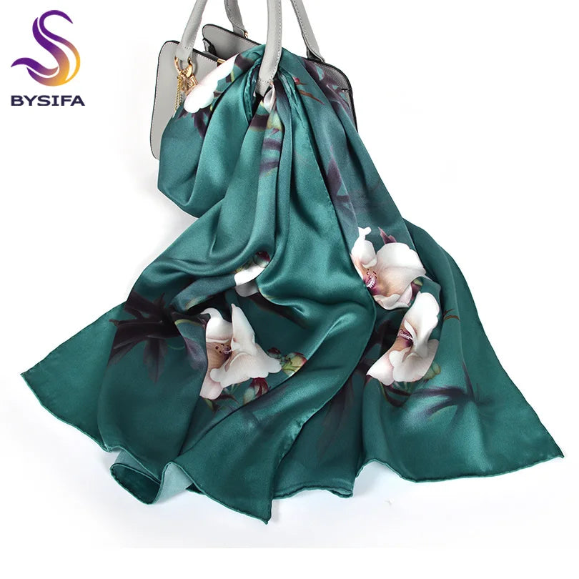 New Luxury Pure Silk Scarf Shawl Women