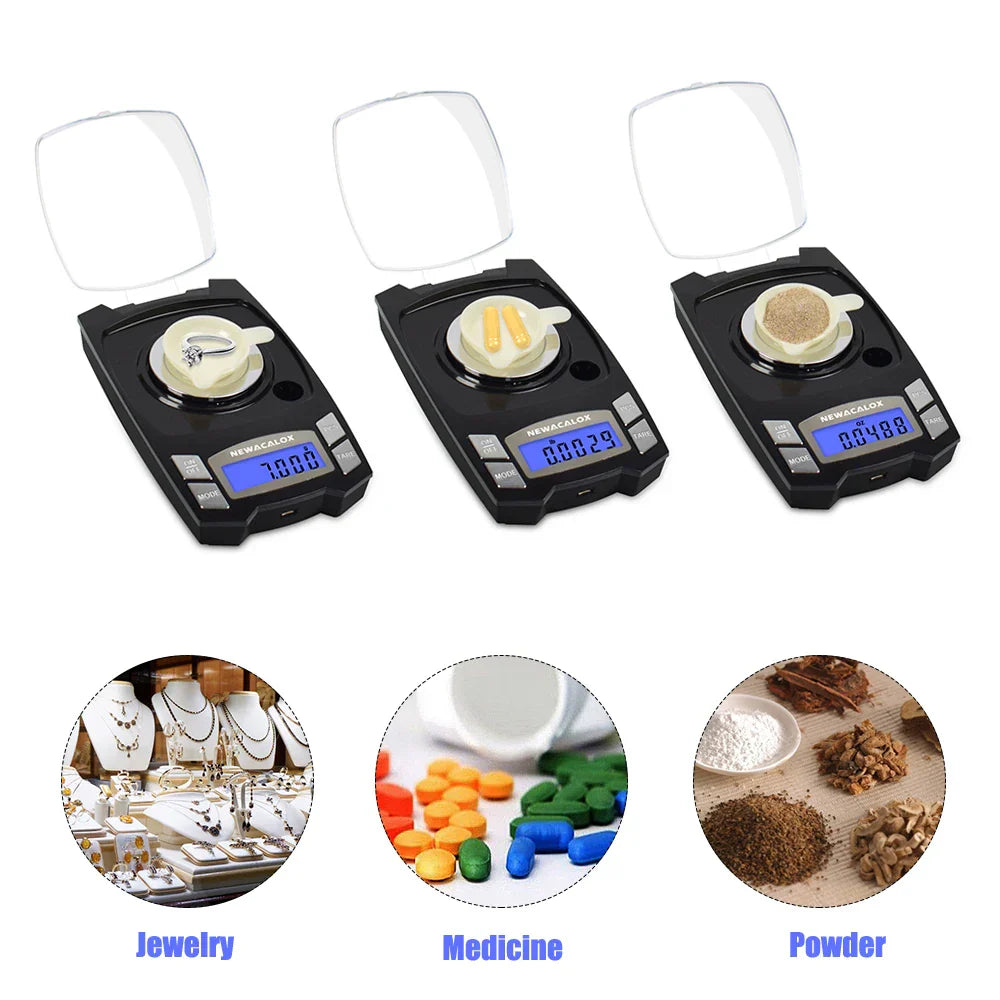 NEWACALOX 50g/100g x 0.001g USB Charging Jewelry Scale
