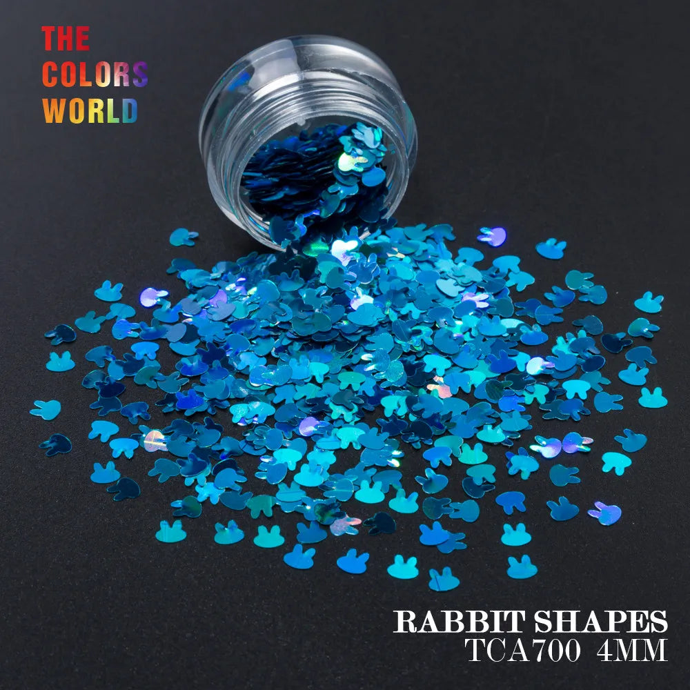 TCT-163 Holographic Color Rabbit Shape 4MM Glitter bunny