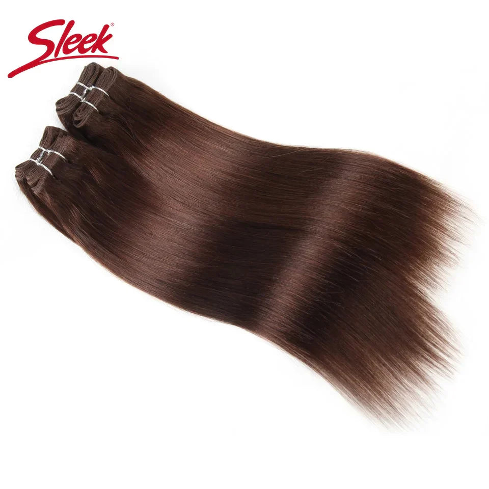 Sleek Brazilian Straight Hair Brown Color 4 and