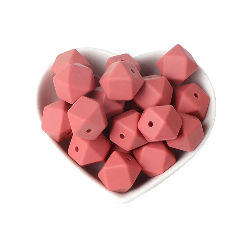 Joepada 100Pcs 14mm Hexagon Silicone Beads Food grade