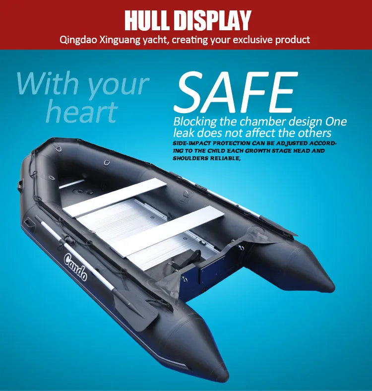 CANDO 1.2MM Thick Assault Boat Fishing Black Inflatable