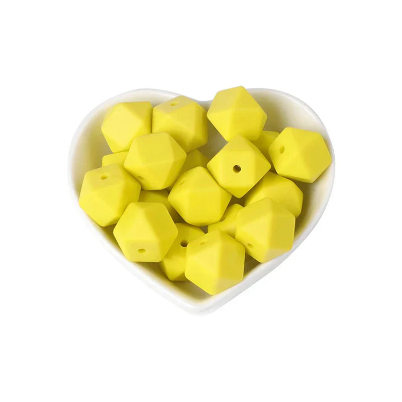 Joepada 100Pcs 14mm Hexagon Silicone Beads Food grade
