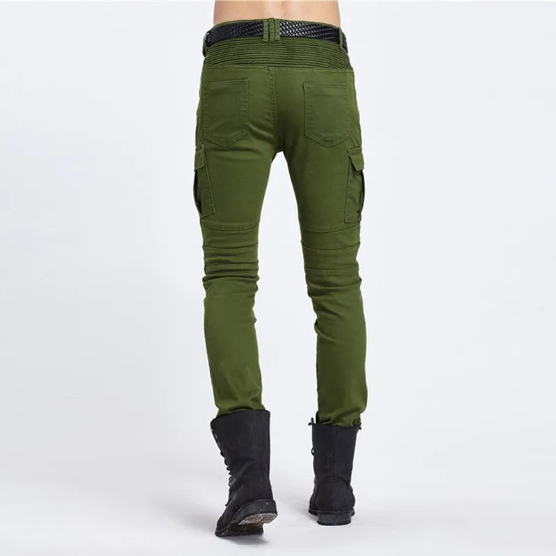 Biker Jeans Punk Style Cargo Pocket Jeans Skinny