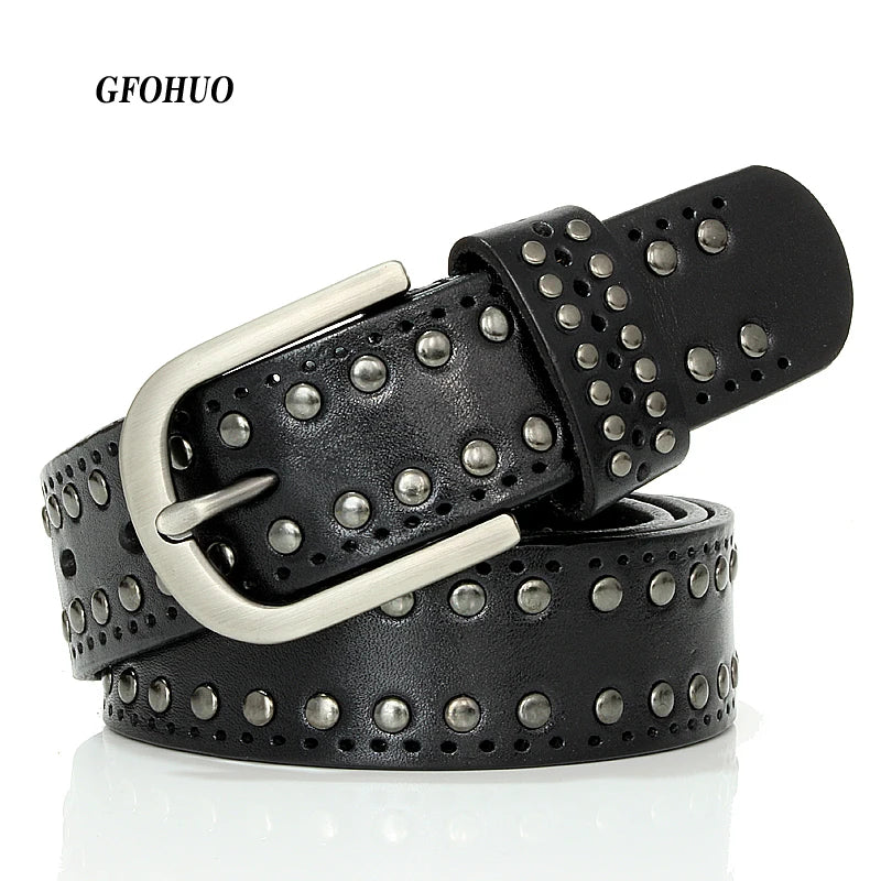 3.3CM Punk Lady Belts Rivet Women Belt High